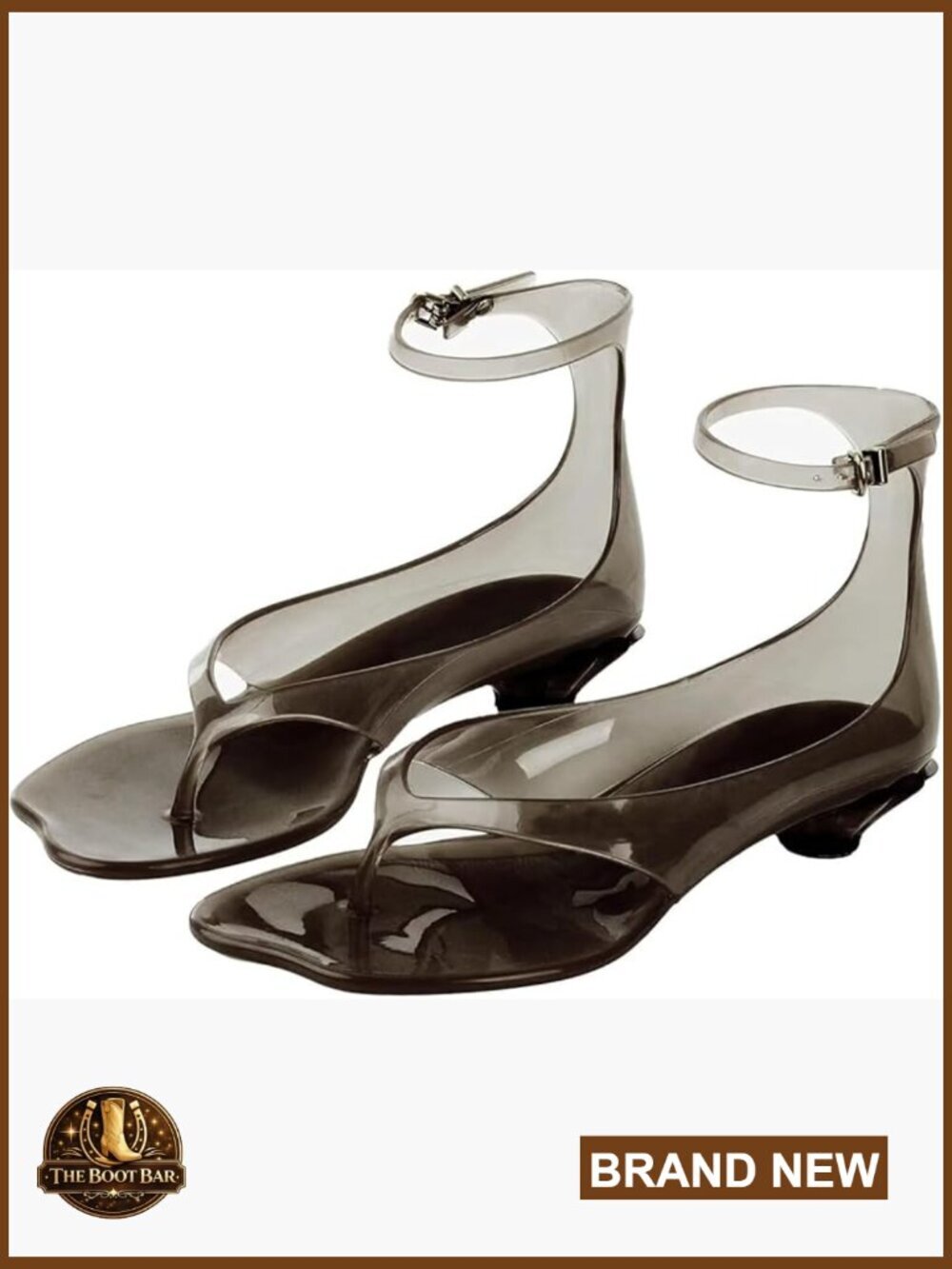Clear Jelly Kitten Heel Sandals Women Strappy Square Toe Buckle Dress Summer